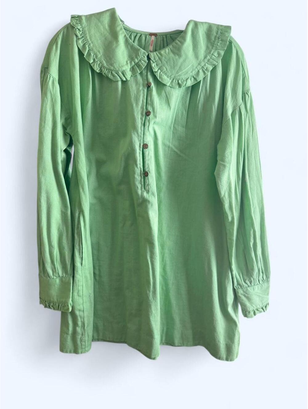Free People green ruffle mini dress